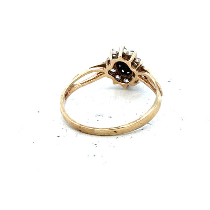 9ct yellow gold ring in size L with a simple band design, unbranded, displayed on a plain background.