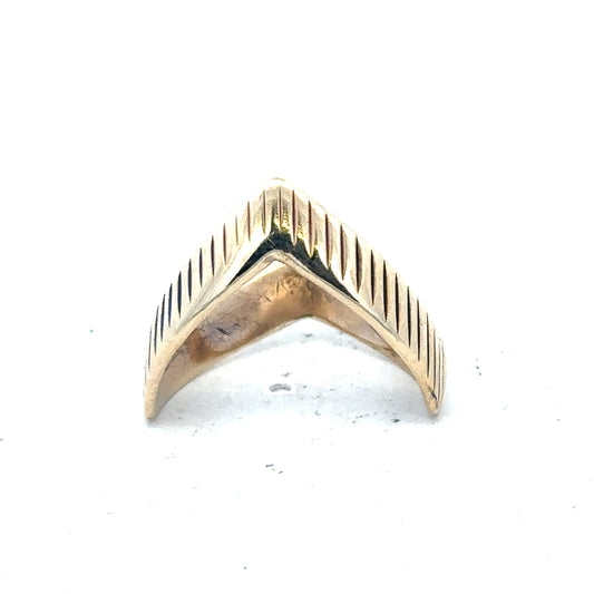 9ct yellow gold ring in size L1/2 with a smooth band, unbranded jewelry, shown on a plain background.