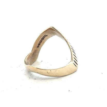 9ct yellow gold ring size L1/2 with smooth band, unbranded, showcasing a classic polished finish.