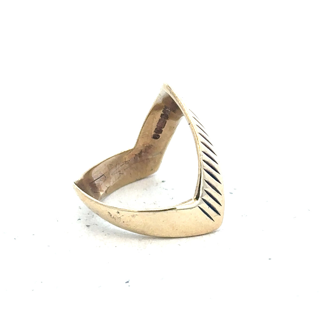 9ct yellow gold ring in size L1/2 with a smooth polished band, unbranded jewelry displayed on a neutral background.