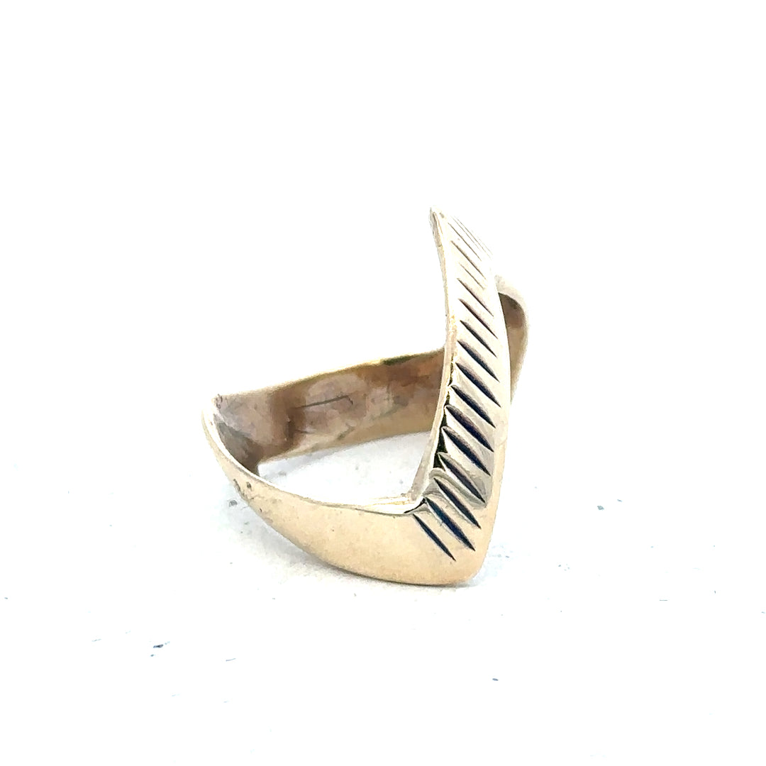 9ct yellow gold ring size L1/2 featuring a smooth polished band, unbranded jewelry accessory.