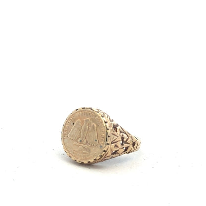9ct yellow gold ring in size L1/2 with a smooth band, unbranded jewelry, shown on a plain background.