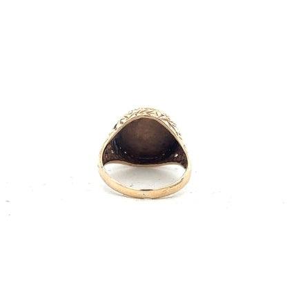 9ct yellow gold ring in size L 1/2, featuring a smooth polished band with a simple, elegant design.