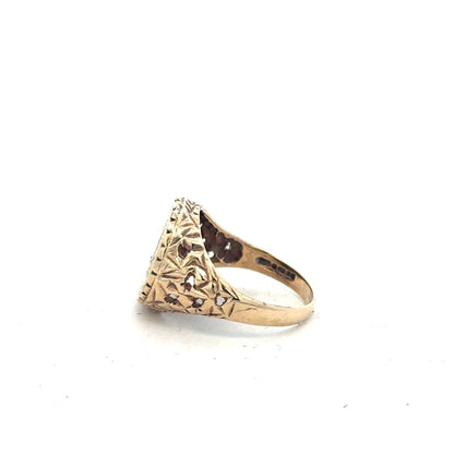9ct yellow gold ring in size L1/2 with a simple band design, unbranded, shown in a close-up image.