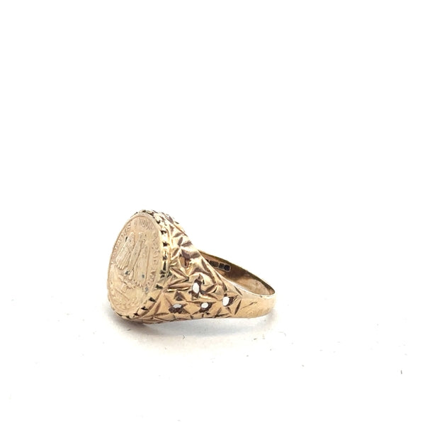 9ct yellow gold ring in size L1/2 with a smooth band, unbranded jewelry, shown from a front view.
