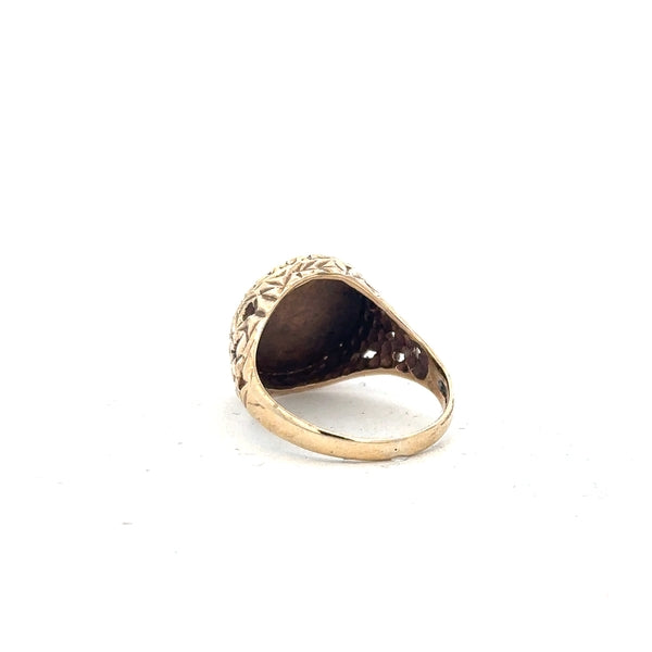 9ct yellow gold ring in size L1/2, featuring a smooth band design, displayed on a neutral background.