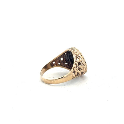 9ct yellow gold ring in size L1/2 with a smooth, polished finish, featuring a simple and elegant design.