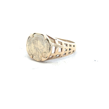 9ct yellow gold ring in size M 1/2 featuring a smooth band, unbranded jewelry for elegant everyday wear.