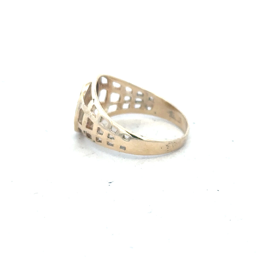 Yellow gold ring in size M 1/2 with a smooth band, crafted in 9 carat gold, unbranded jewelry accessory.