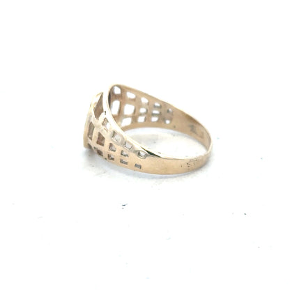 Yellow gold ring in size M 1/2 with a smooth band, crafted in 9 carat gold, unbranded jewelry accessory.