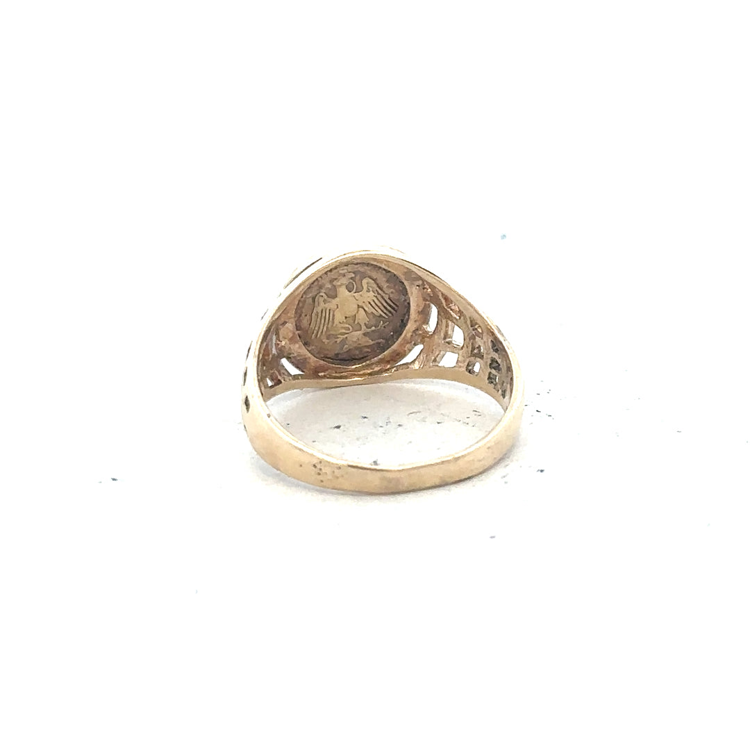 9ct yellow gold ring in size M 1/2, unbranded, showcasing a smooth polished band with a classic design.