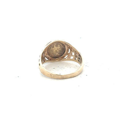 9ct yellow gold ring in size M 1/2, unbranded, showcasing a smooth polished band with a classic design.
