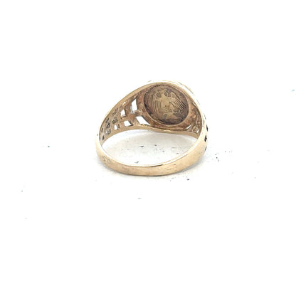9ct yellow gold ring in size M 1/2, featuring a smooth band and classic design, unbranded jewelry.