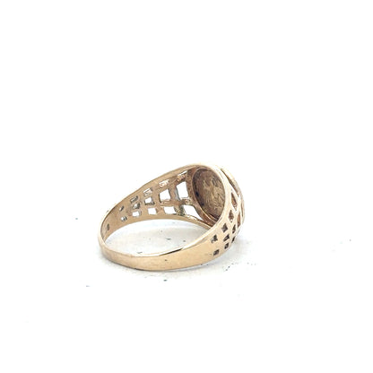 9ct yellow gold ring in size M 1/2, featuring a smooth, polished band with a simple, elegant design.