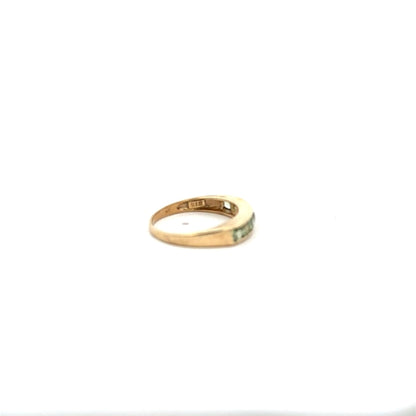 9ct yellow gold ring in size M with a smooth band, unbranded, shown on a plain background.