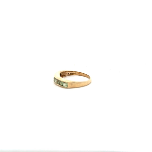 9ct yellow gold ring in size M with a smooth band, unbranded, shiny finish, showcasing classic jewelry design.