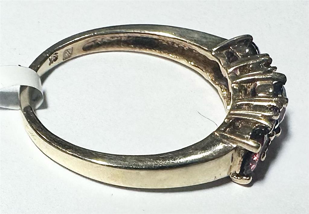 9ct yellow gold ring in size M with a smooth polished finish, unbranded jewelry displayed on a white background.