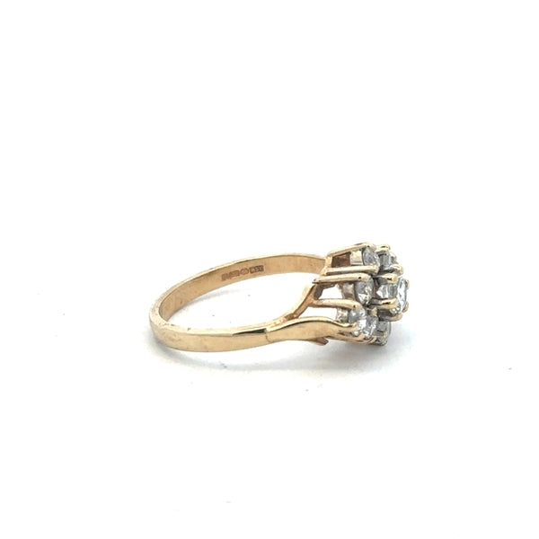 9ct yellow gold ring in size M with a smooth band, unbranded jewelry piece displayed against a neutral background.
