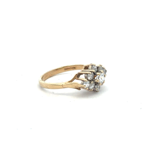 9ct yellow gold ring in size M with a smooth band, unbranded, showcasing a polished finish.