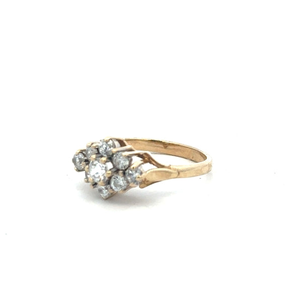 9ct yellow gold ring size M with a smooth band, unbranded jewelry piece displayed on a neutral background.