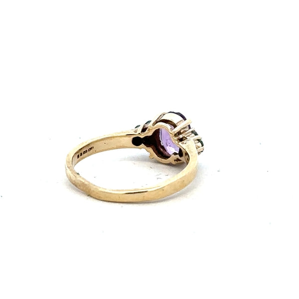 9ct yellow gold ring in size M with a smooth band, unbranded jewelry piece, shown against a plain background.