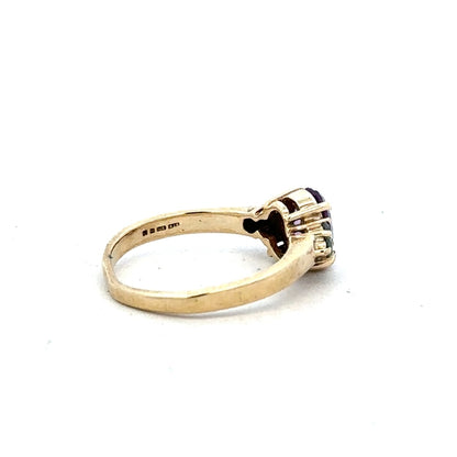 9ct yellow gold ring in size M with a simple polished band, unbranded jewelry displayed against a neutral background.