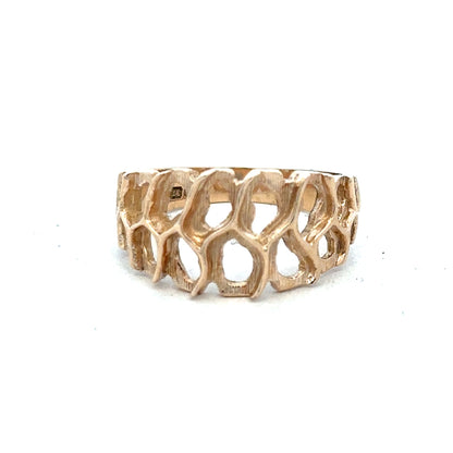 Yellow gold ring in size M, unbranded, showcasing a smooth polished finish and classic band design.