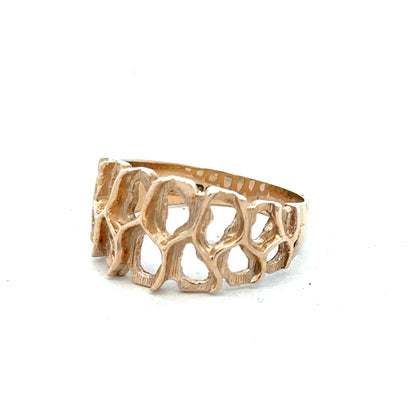 9ct yellow gold ring in size M with a smooth polished finish, unbranded jewelry design.