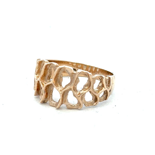 9ct yellow gold ring in size M with a smooth polished finish, unbranded jewelry design.