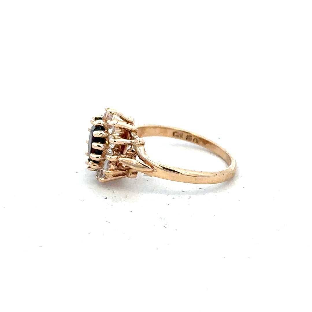 9ct yellow gold ring in size M with a smooth band, unbranded, showcasing a classic jewelry design.