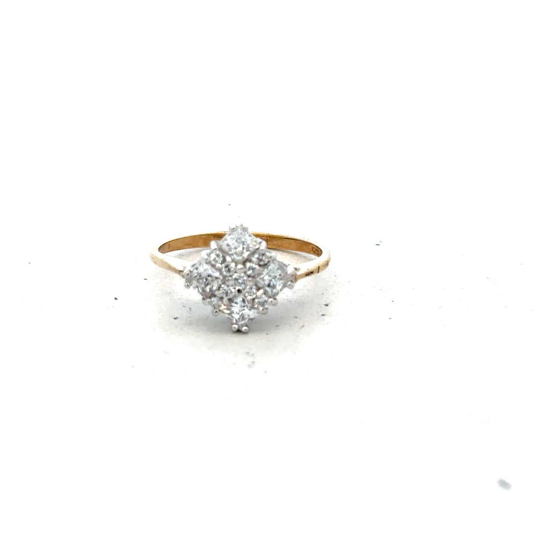 9ct yellow gold ring in size M with a smooth polished finish, unbranded, showcasing its elegant design.