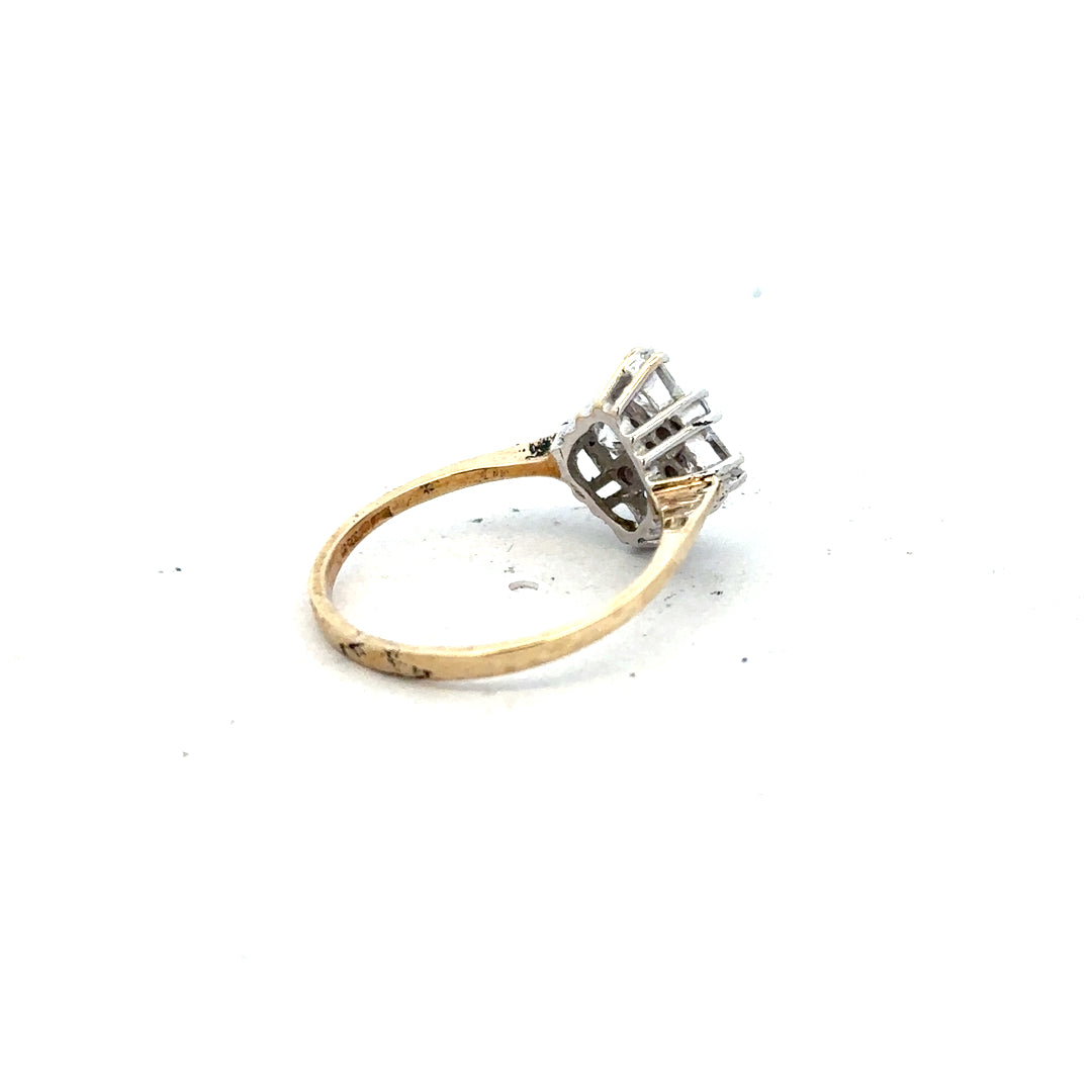 9ct yellow gold ring size M with smooth band, unbranded jewelry, shiny finish, and simple elegant design.