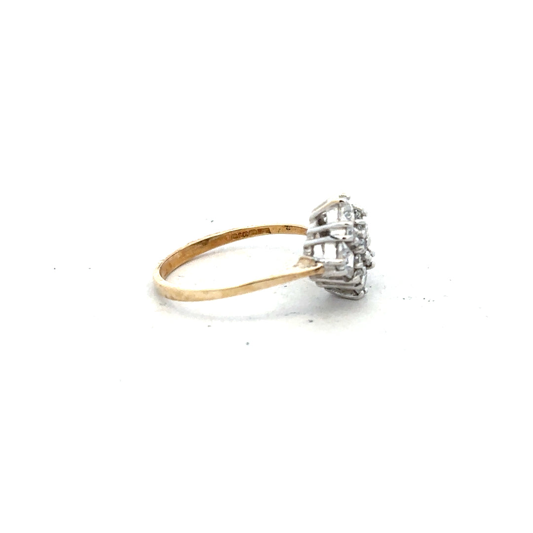 9ct yellow gold ring in size M with a smooth polished band, unbranded jewelry displayed on a neutral background.