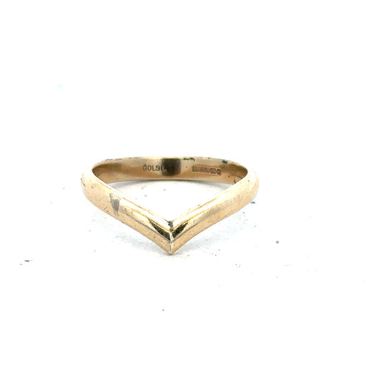 9ct yellow gold ring in size M with a simple, polished band showcasing classic jewelry style.