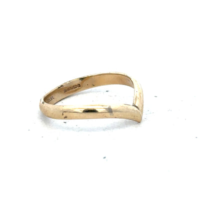 9ct yellow gold ring in size M with a smooth polished band, unbranded, displayed on a neutral background.