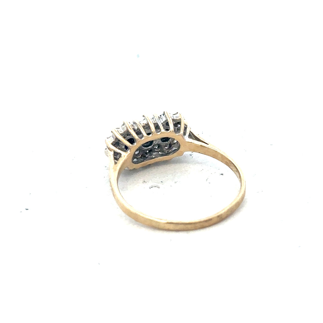 9ct yellow gold ring in size M with a simple, elegant band, unbranded jewelry piece, displayed against a neutral background.