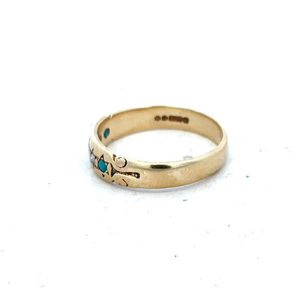 9ct yellow gold ring in size M with a smooth polished finish, unbranded jewelry piece.