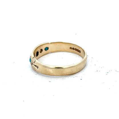 9ct yellow gold ring in size M, unbranded, featuring a smooth polished band with a classic design.