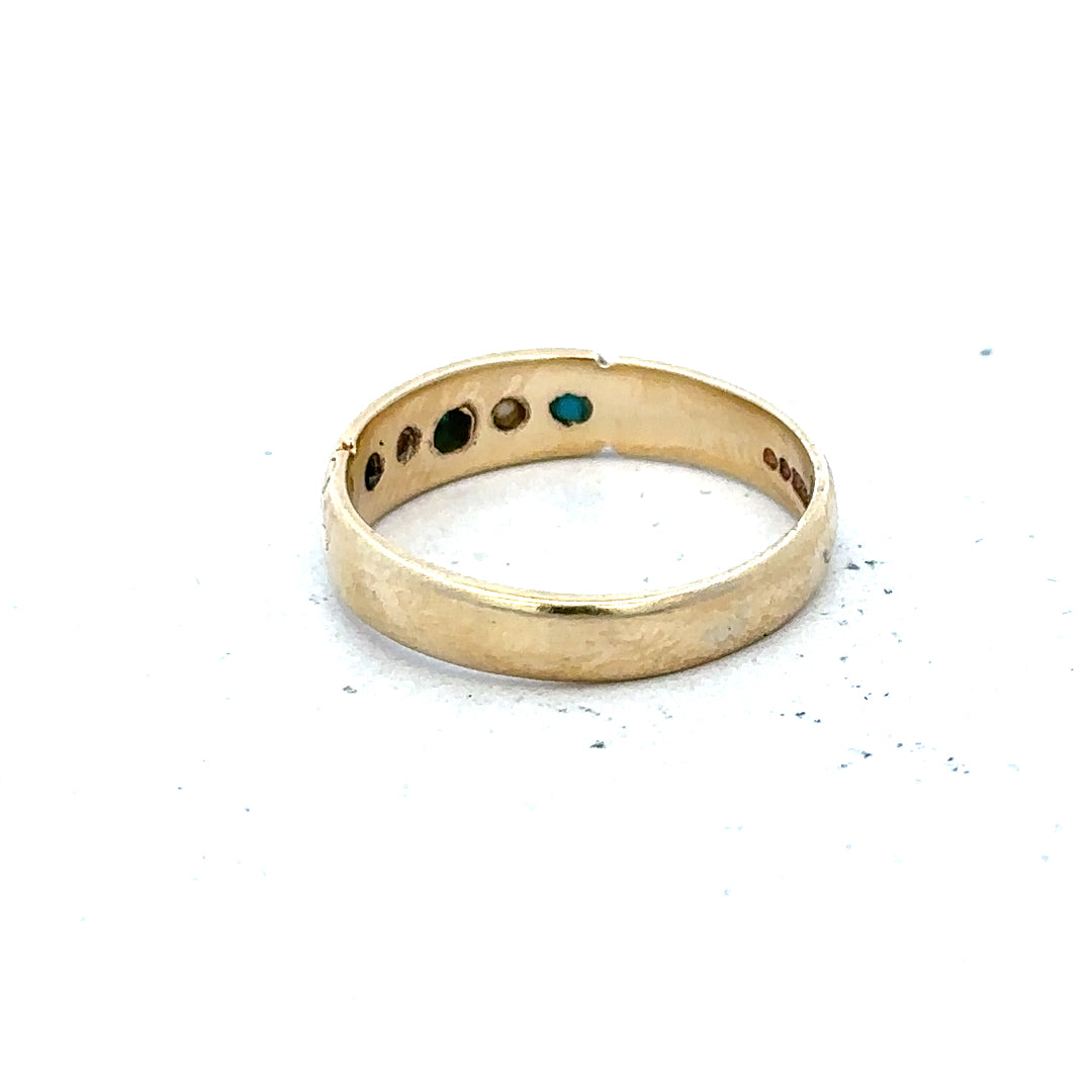 9ct yellow gold ring in size M with a smooth band, unbranded, displayed on a neutral background.