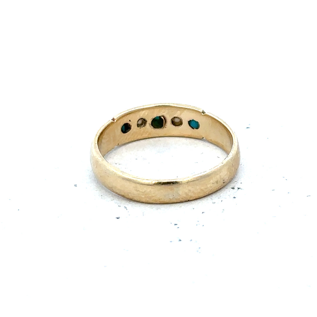 9ct yellow gold ring in size M with a simple band design, unbranded jewelry shown on a plain background.