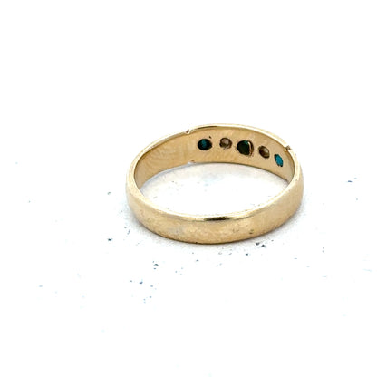 9ct yellow gold ring in size M, unbranded, with a smooth polished band, displayed on a plain background.