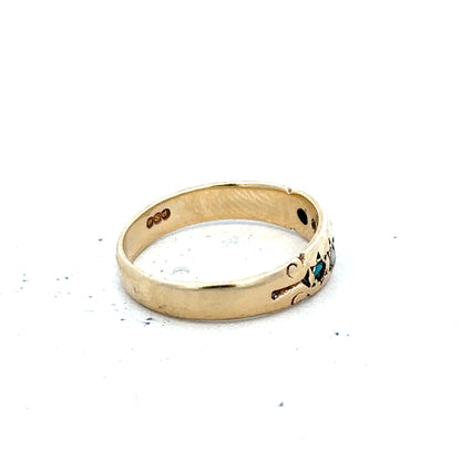 9ct yellow gold ring in size M with a smooth band, unbranded, displayed on a plain background.