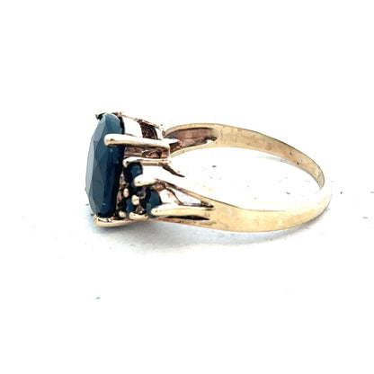 9ct yellow gold ring size M1/2 with a smooth polished band, unbranded jewelry showcasing classic gold craftsmanship.