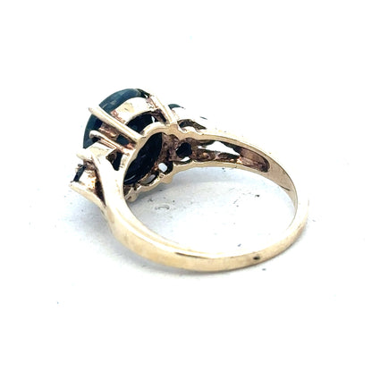 9ct yellow gold ring in size M1/2, featuring a smooth band and classic design, displayed on a neutral background.