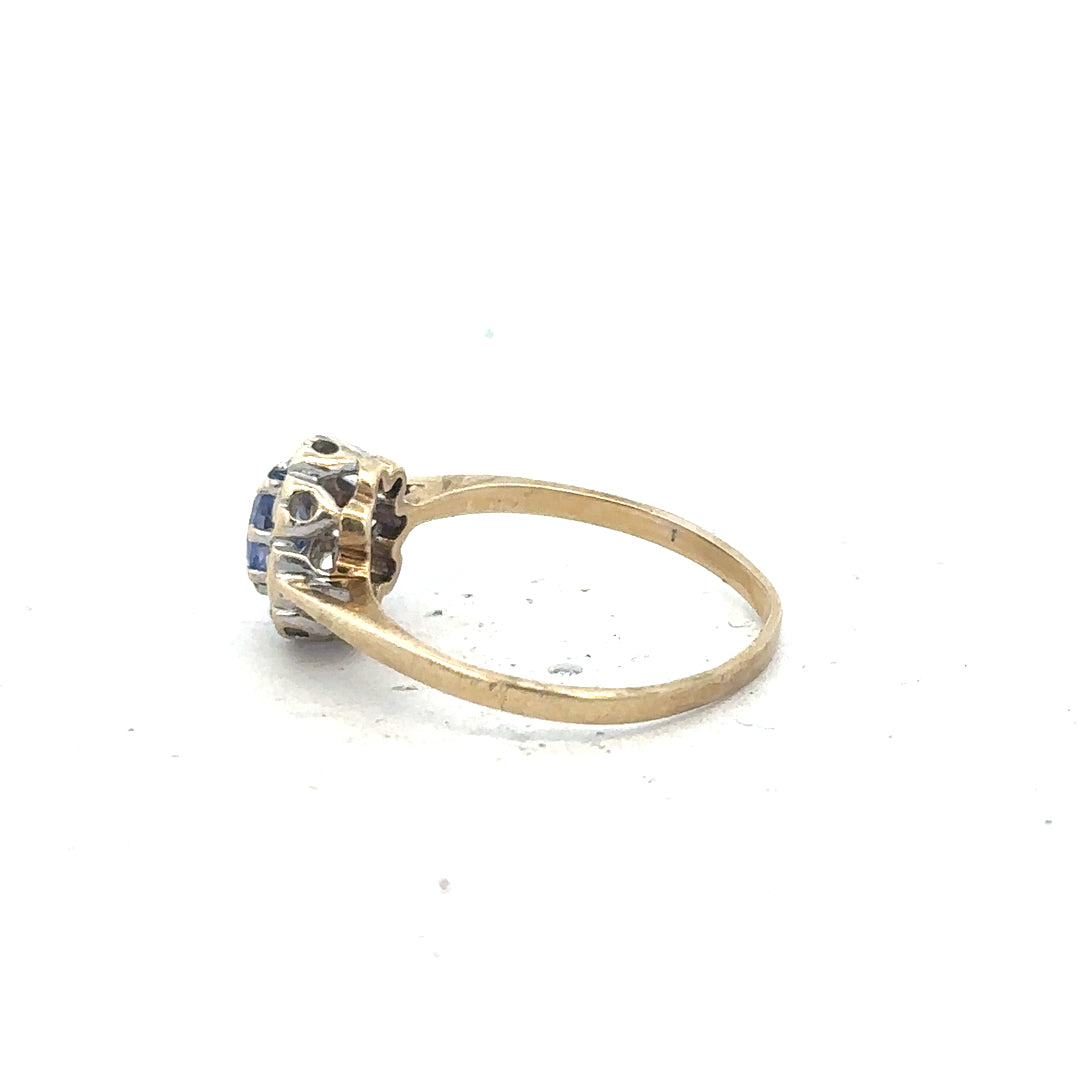 9ct yellow gold ring in size M1/2, unbranded, with a smooth polished band and subtle shine.