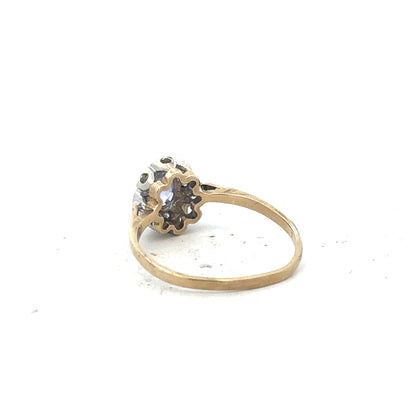 9ct yellow gold ring in size M1/2 with a smooth band, unbranded, showcasing a close-up of the polished jewelry.