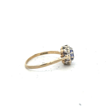 9ct yellow gold ring size M1/2 with smooth band, unbranded, visible in the image.