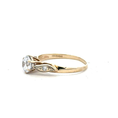 9ct yellow gold ring in size M1/2, featuring a smooth band, unbranded jewelry image showing close-up of the ring's design.
