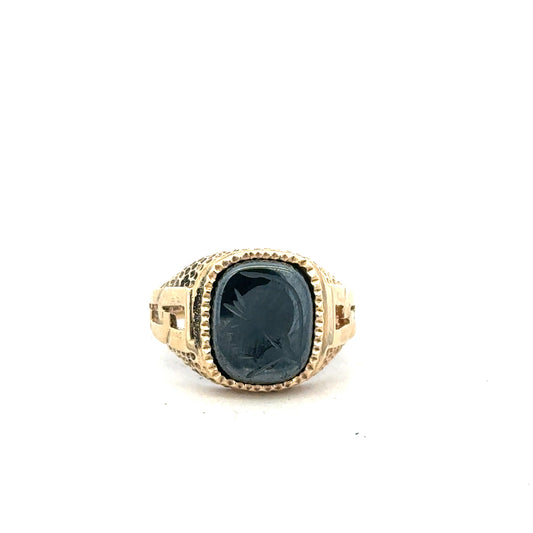 9ct yellow gold ring size N with a smooth polished finish, displayed on a neutral background.