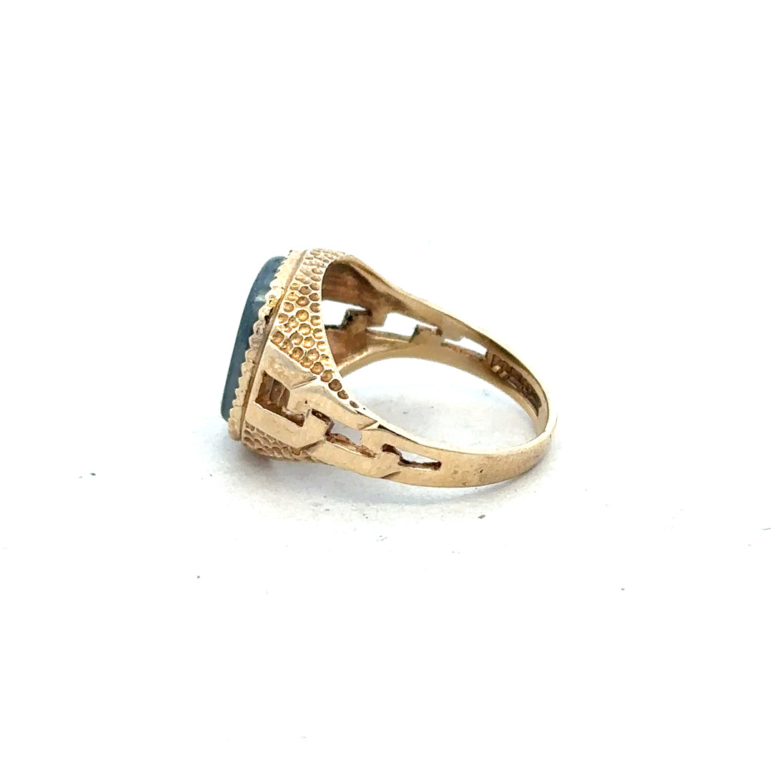 9ct yellow gold ring in size N, unbranded, showcasing a smooth polished band with a classic design.